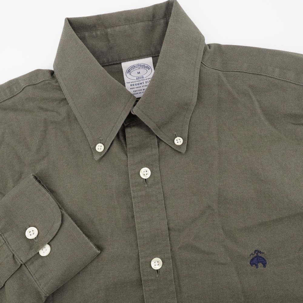 Brooks Brothers Regent Fit Non-Iron Shirt Olive Long Sleeve Mens Medium